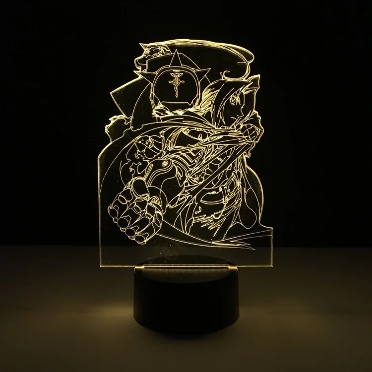 Fullmetal Alkimist, 3D LED Nočna Lučka 7 Barva Spreminja, Lučka Soba Dekoracijo Dejanje Slika Igrača Za Božično Darilo za Rojstni dan