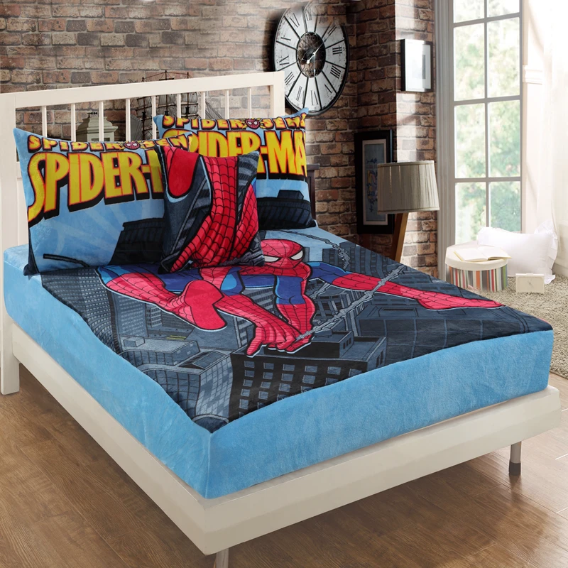 Spiderman, Disney Flanela Opremljena Stanja z Elastičnim Trakom rjuhe Perilo Bedspread Poliester Vzmetnice Zajema Eno Twin Polno