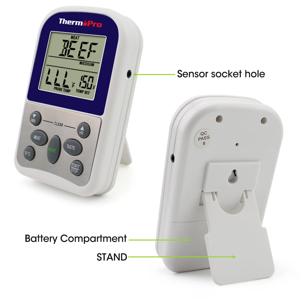 ThermoPro TP-10 enotnega Digitalnega sonda Pečenka Opozorilo Kuhanje Termometer z Časovnik za Pečico , BBQ, Kadilec, Žar, Mesa