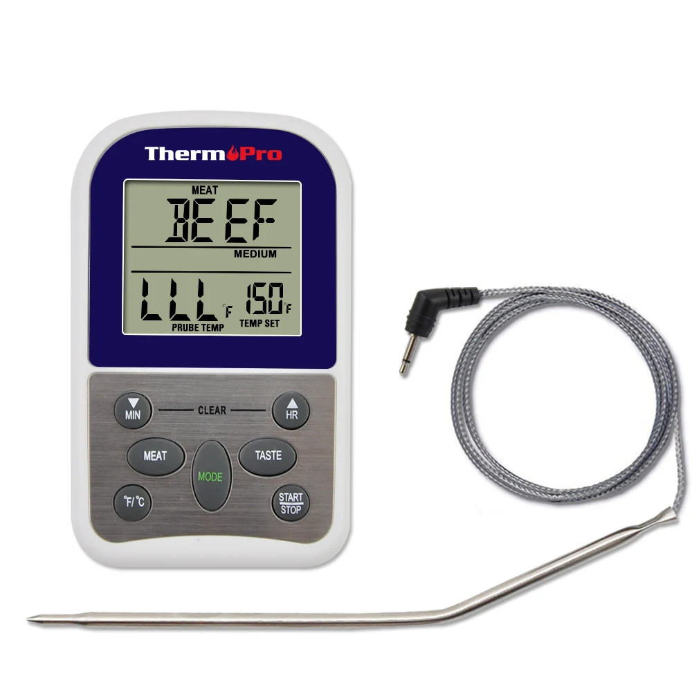 ThermoPro TP-10 enotnega Digitalnega sonda Pečenka Opozorilo Kuhanje Termometer z Časovnik za Pečico , BBQ, Kadilec, Žar, Mesa