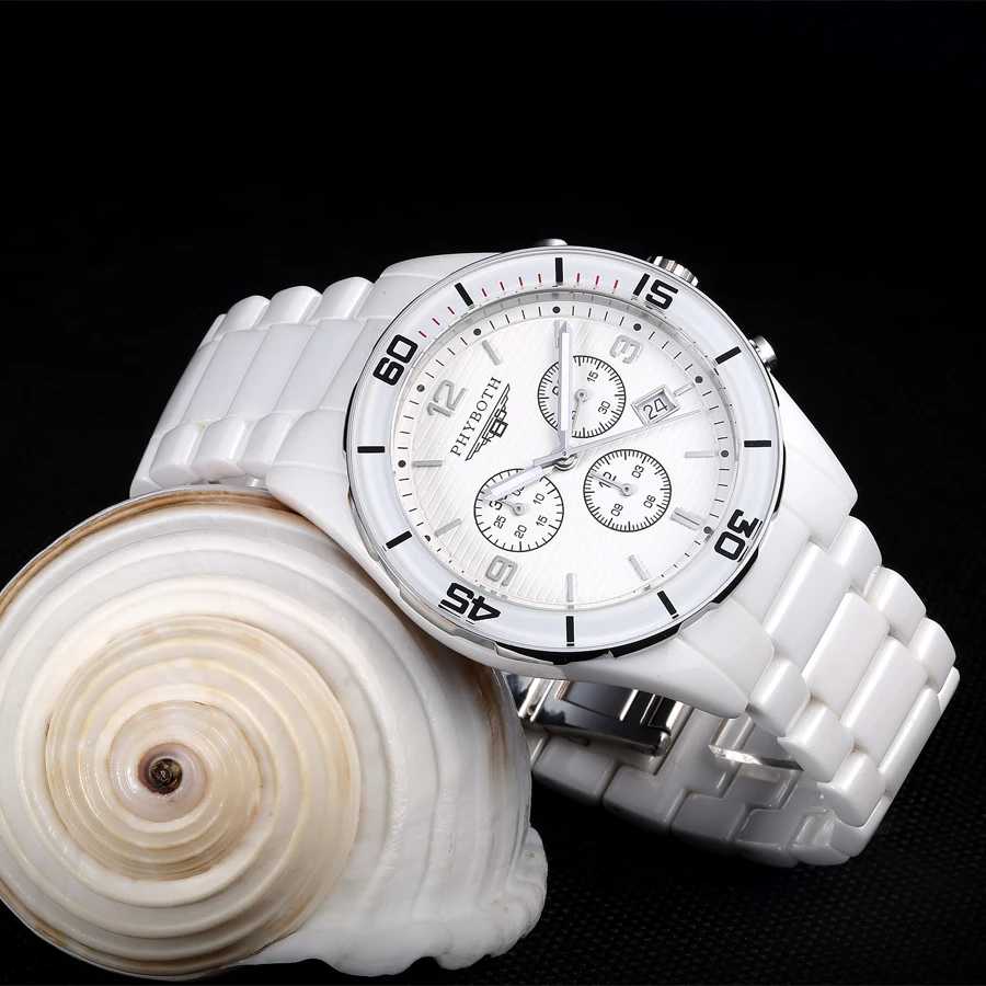 Kronograf ura Phyboth PB1421/1424 keramični zapestje gledati moške šport gledam Swiss quartz nova ura brezplačna dostava