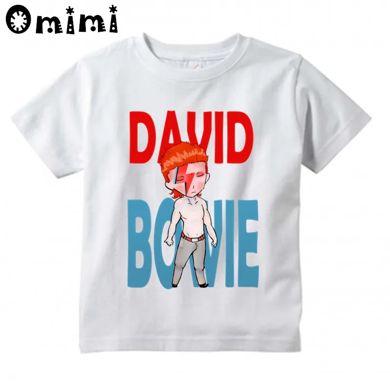 Fantje/Dekleta Rock Bowie David Bowie Ziggy Stardust Letnik Natisne Majica s kratkimi rokavi Otroci Kratek Rokav Vrhovi Otrok Belega T-Shirt