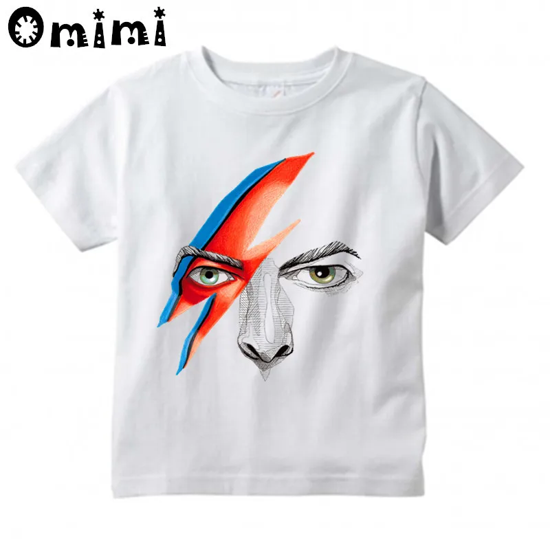 Fantje/Dekleta Rock Bowie David Bowie Ziggy Stardust Letnik Natisne Majica s kratkimi rokavi Otroci Kratek Rokav Vrhovi Otrok Belega T-Shirt