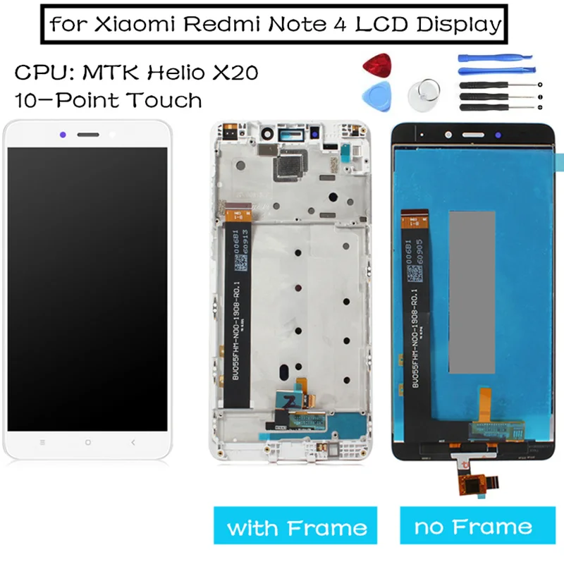 Original Za Xiaomi Redmi Opomba 4 MTK LCD-Zaslon, Zaslon na Dotik, Računalnike z Okvirjem Celoten Sklop Zamenjava rezervnih Delov