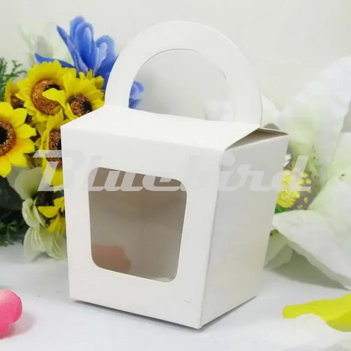 12Pcs Cupcake Box Cake Box Embalažo Z Ročajem Eno Cupcake Škatle Puding Primeru Z Oblog QCB005