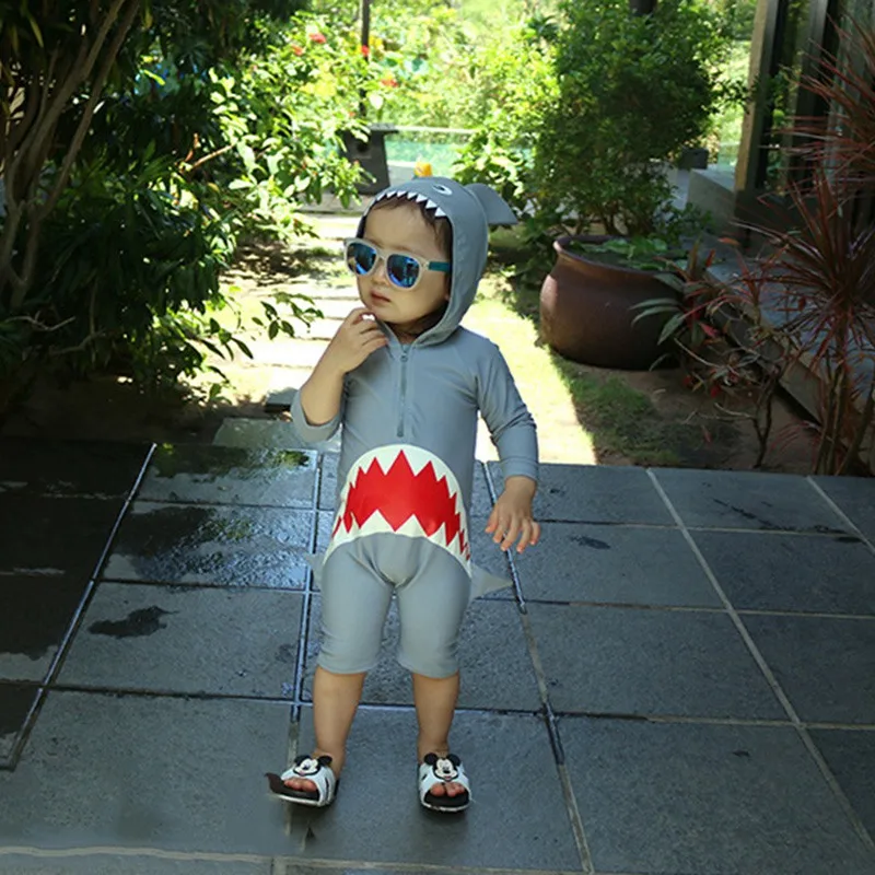 Fantje, Kopalke, Kopalne Fantje, Otroci Mokra Obleka Mokra Obleka Za Boy Modne Vode Igrajo Kopanje Baby Boy Zaščito Pred Soncem Hooded Shark Kopalke