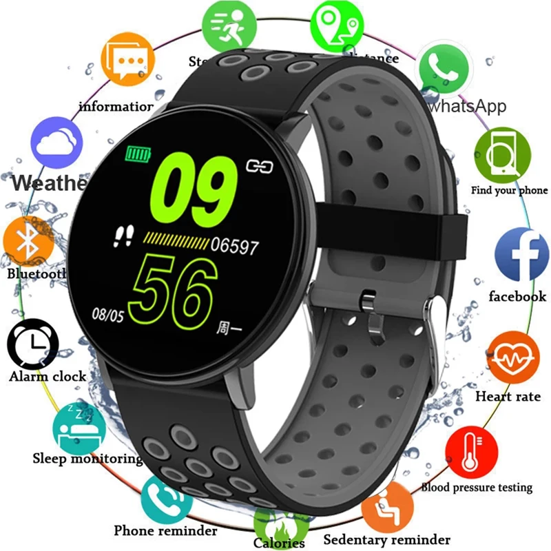 W8 Pametno Gledati Ženske Moški Krvni Tlak Ura Krog Nepremočljiva Smartwatch Šport za Zdravje Pametna Zapestnica Za Android IOS