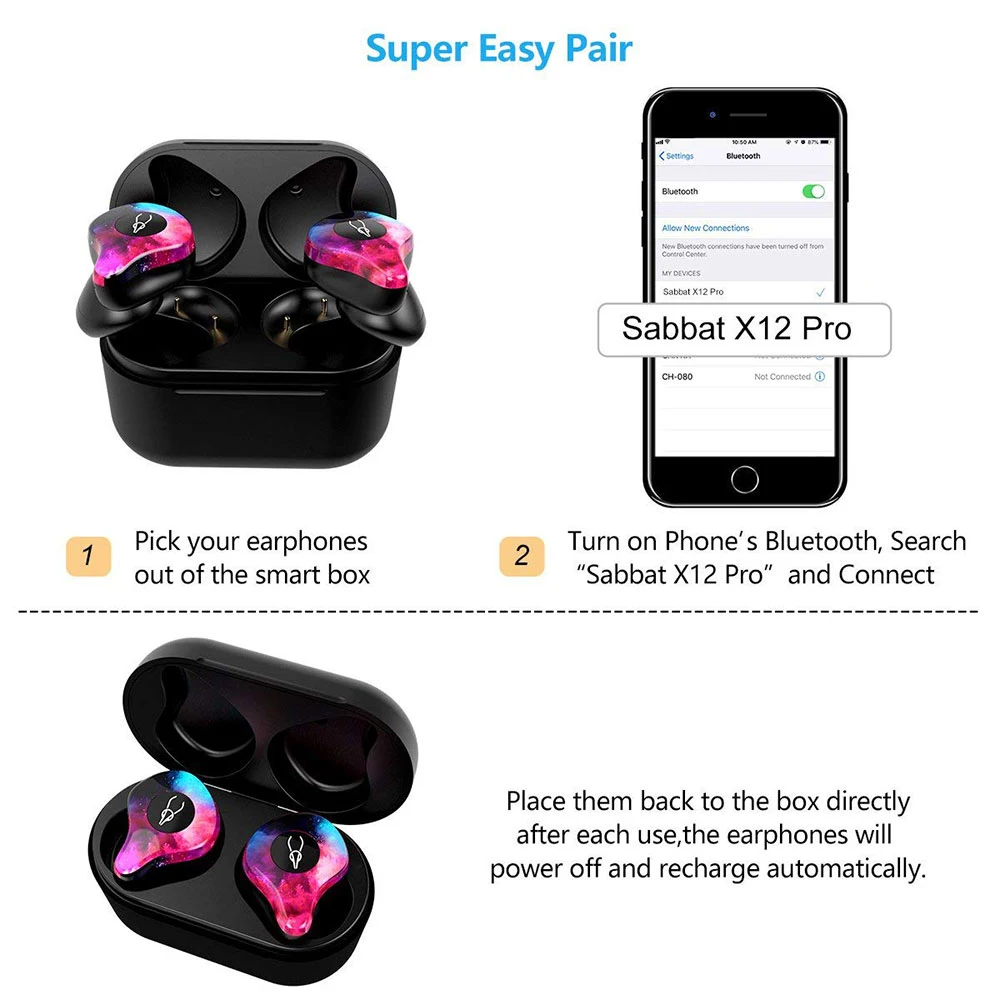 Sabbat X12 Pro Tws Brezžični Čepkov Bluetooth 5.0 Slušalke Hi-Fi Stereo Slušalke Šport Nepremočljiva Brezžične Slušalke X12 Ultra