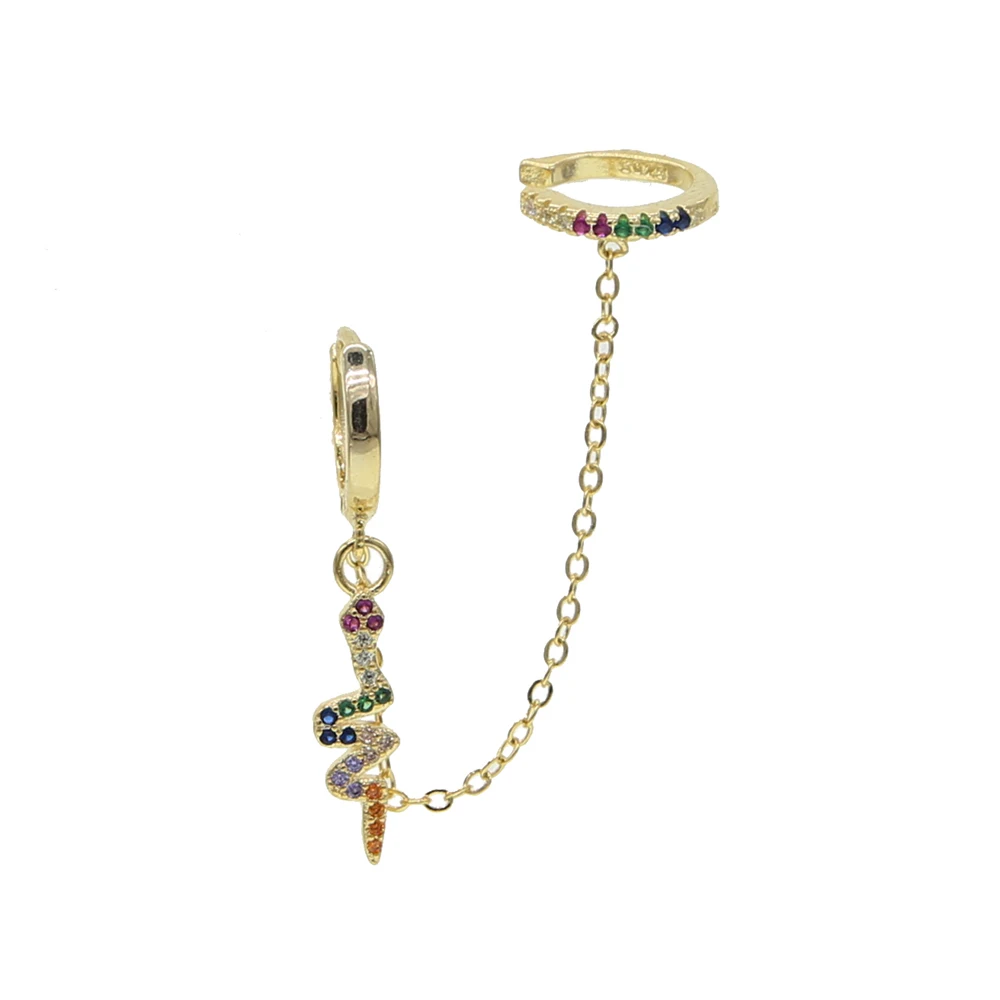 1 kos Zlata, ki je napolnjena mavrica pisane cz kača srčkan kača čare dolgo tassel verige bingljati ženske uhan nakit