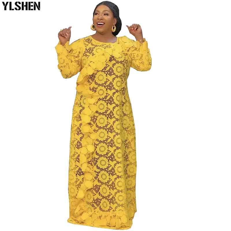 Dolgo Afriške Obleke Za Ženske Afriki, Afriška Oblačila Design Bazin Čipke Naguban Dashiki Maxi Obleko Afriki Plus Velikost Oblačila