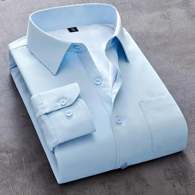Bluzo Pomlad Moških srajc 2020 Moški Modni Trdna Dolg rokav podjetja velika velikost majica Pozimi Toplo Runo Kariran debele majica M-5XL
