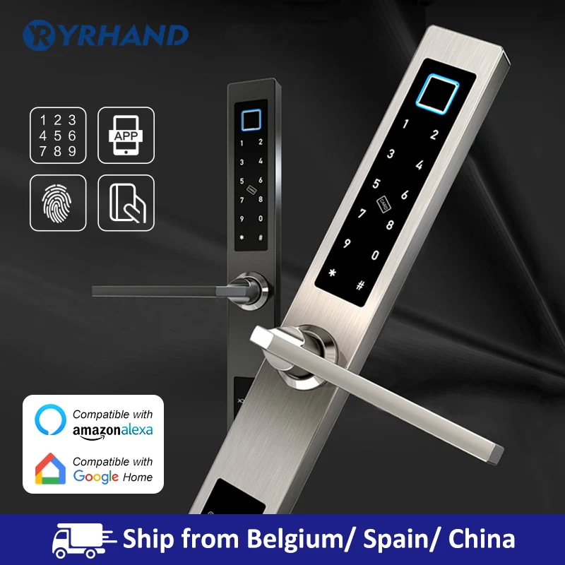 Evropska vodoodporni biometrični čitalnik prstnih vrata Ključavnice elektronski Smart zaklepanje vrat, RFID Kartico koda Za zaklepanje Aluminija Steklena Vrata
