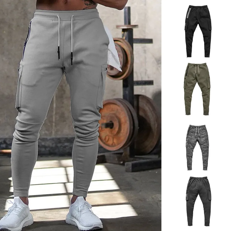 Jeseni Novih Moških Joggers Hlače Priložnostne Hitro sušenje Zadrgo, hlače z več žepi Visoke Kakovosti Bodybuilding SweatPants