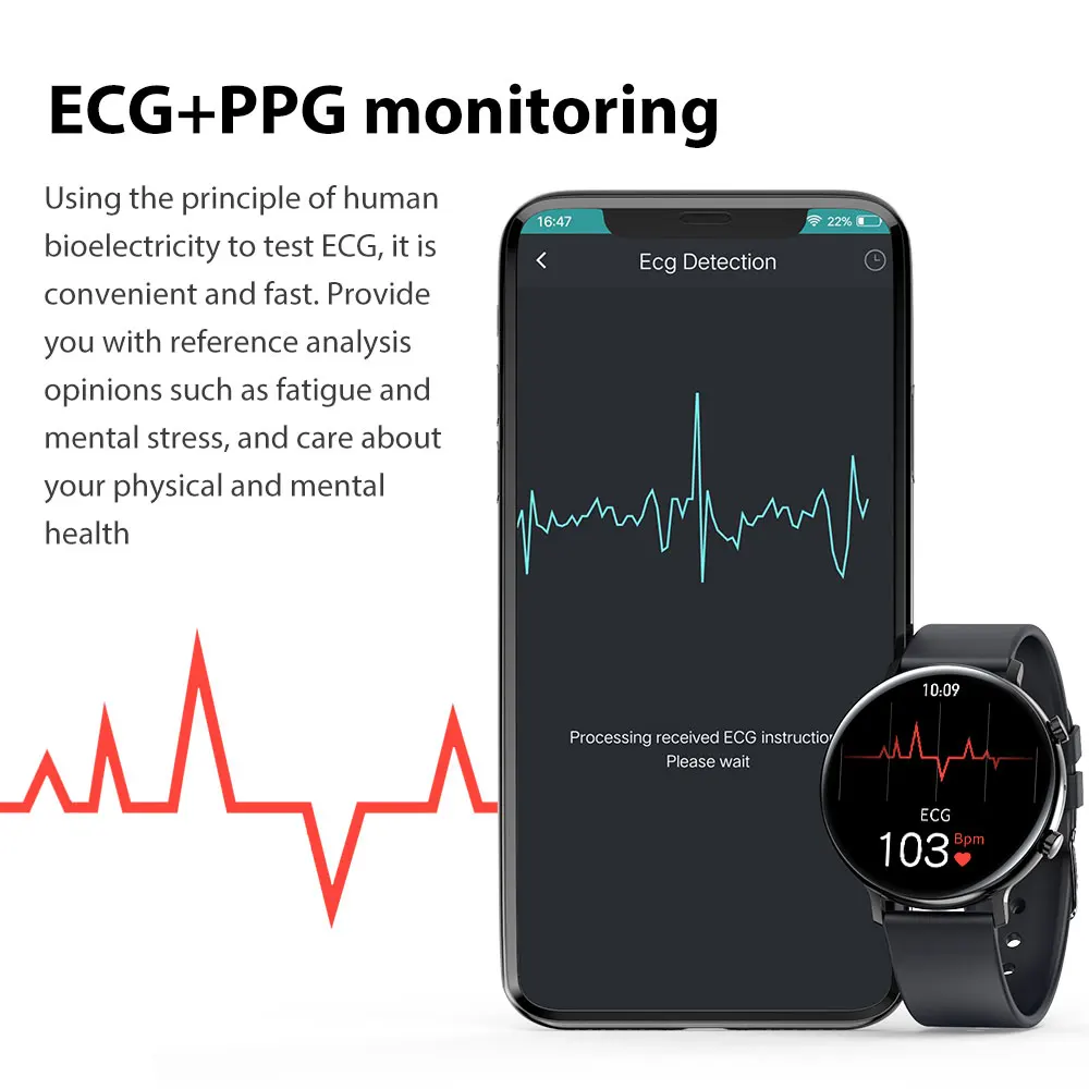 Zurexa GW33 Pametno Gledati Moški Ženske EKG PPG Srčnega utripa Smartwatch Nepremočljiva Polno Zaslon na Dotik Pedomet Pametno Gledati Za IOS