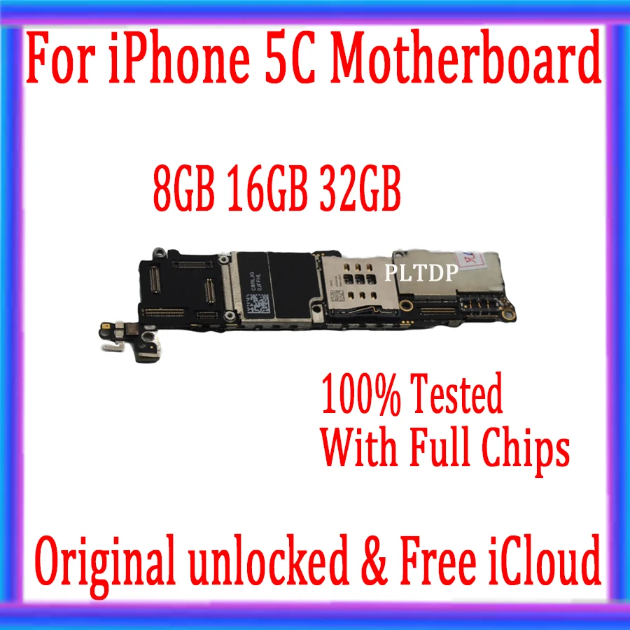 Brezplačno icloud za iphone 5c motherboard 8GB16G 32 G original odklenjena za iphone 5c Logiko Mainboard s Čipi Test dobro ploščo