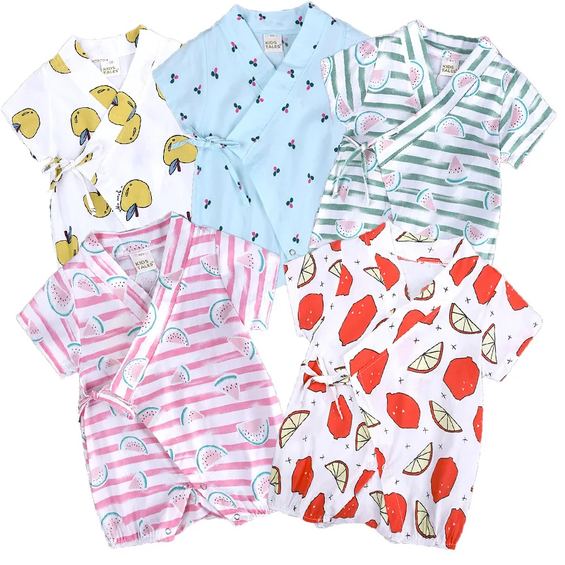 2020 Novorojenčka Poceni In Kakovost Oblačila Baby Poletje Bombaža, Kratek Rokav, Igralne Obleke Za Malčke Dekle, Fant Tanke Ven Obleko Lepe Sadje Kimono