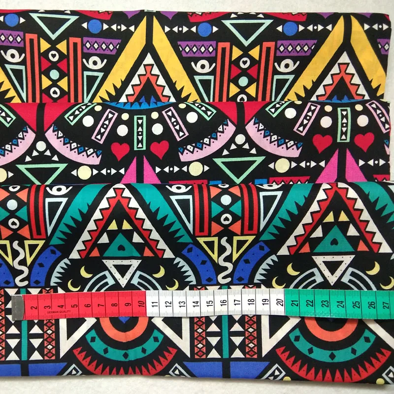 Čisto Nov Letnik Afriški Stil Abstraktna Totem Natisnjeni Bombažna Poplin Tkanine 50x140cm Afriki Tkanine Mozaik Krpo Obleko Ti