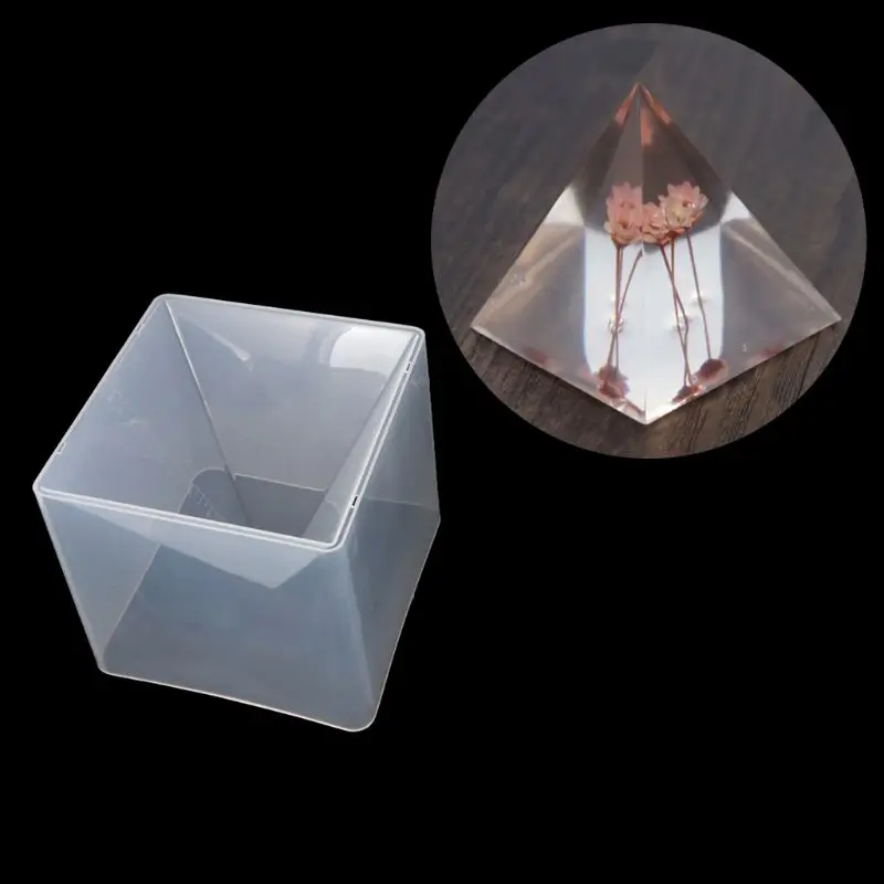 Super Piramida Silikonski Kalup Smolo Obrti Nakit Kristalno Plesni S Plastičnim Okvirjem P0RF