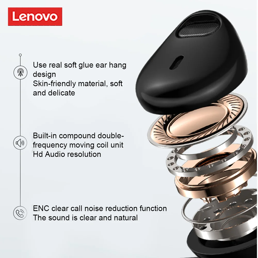 2021 Novo Izvirno Lenovo TW16 Brezžična tehnologija Bluetooth 5.0 držalo za uho Slušalke Slušalka Z Mikrofonom Stereo 40 Ur Za Vožnjo Sestanek