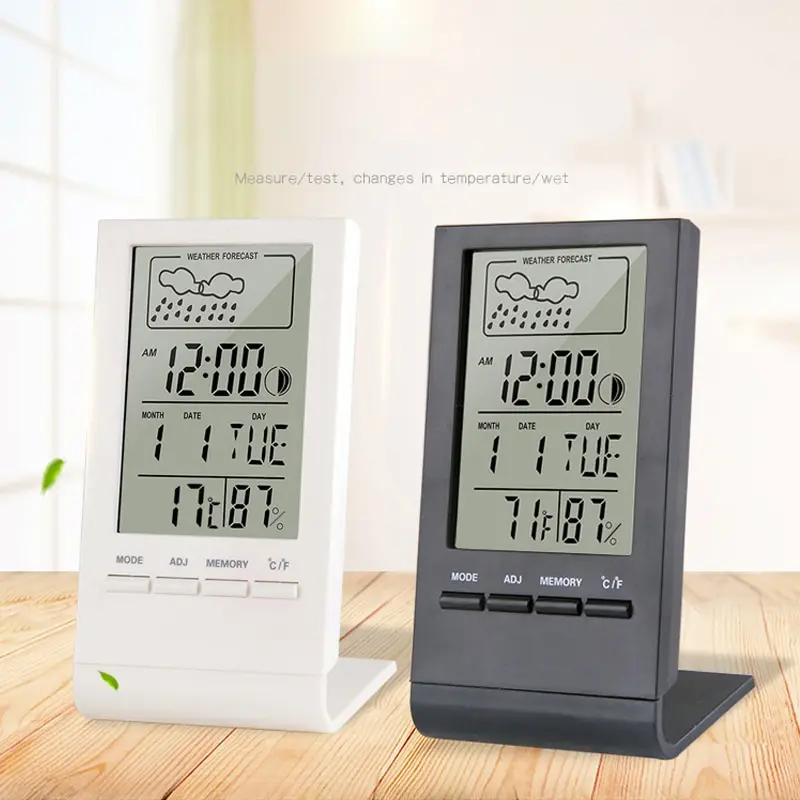 Digitalni LCD Zaprtih Termometer, Higrometer Budilka Koledar Vremenske Postaje Desk Ura Temperatura Vlažnost Meter Barometer