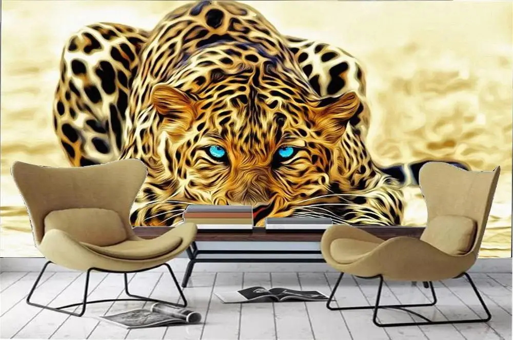 Po meri Photo 3d Ozadje Divji Tiger 3d Živali Ozadje HD Digital Print Lepo Ozadje