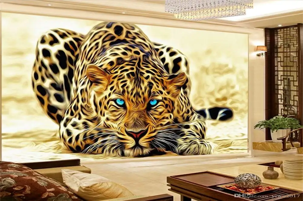 Po meri Photo 3d Ozadje Divji Tiger 3d Živali Ozadje HD Digital Print Lepo Ozadje