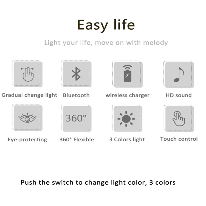 696 L4 Qi Brezžični Polnilnik Stojalo LED Namizna Svetilka Luč Smart Touch 3 v 1 Bluetooth Zvočnik Za iPhone XS XR X 8 za Samsung