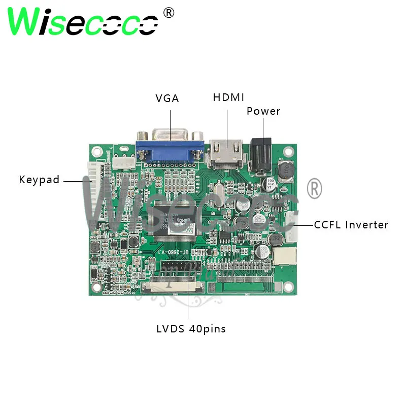 Wisecoco za spremljanje avtomobilske zaslon prenosnik 10.1 palčni, 1280*720, IPS 750 svetlost lcd z VGA HDMI voznik odbor DJ101IA-07A