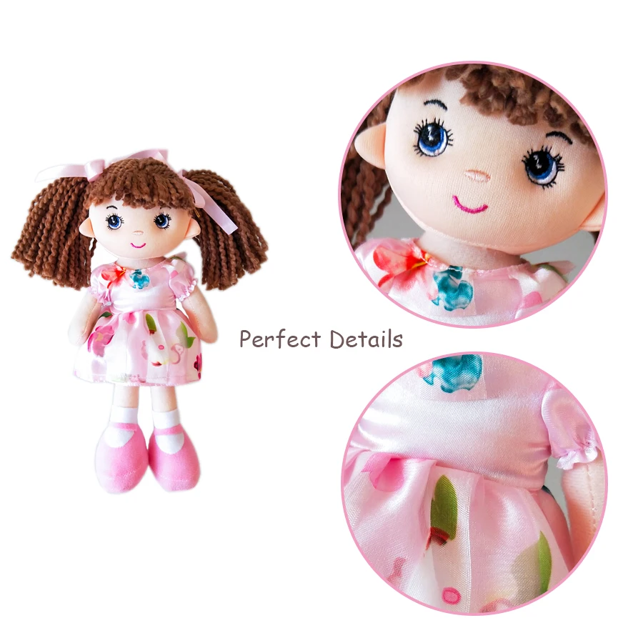 InGrace nova moda dekle, ki je prvi lutka preja rjave lase 25 CM mini lutka za baby dekle z roza cvet obleka darilo igrača Božič dekor