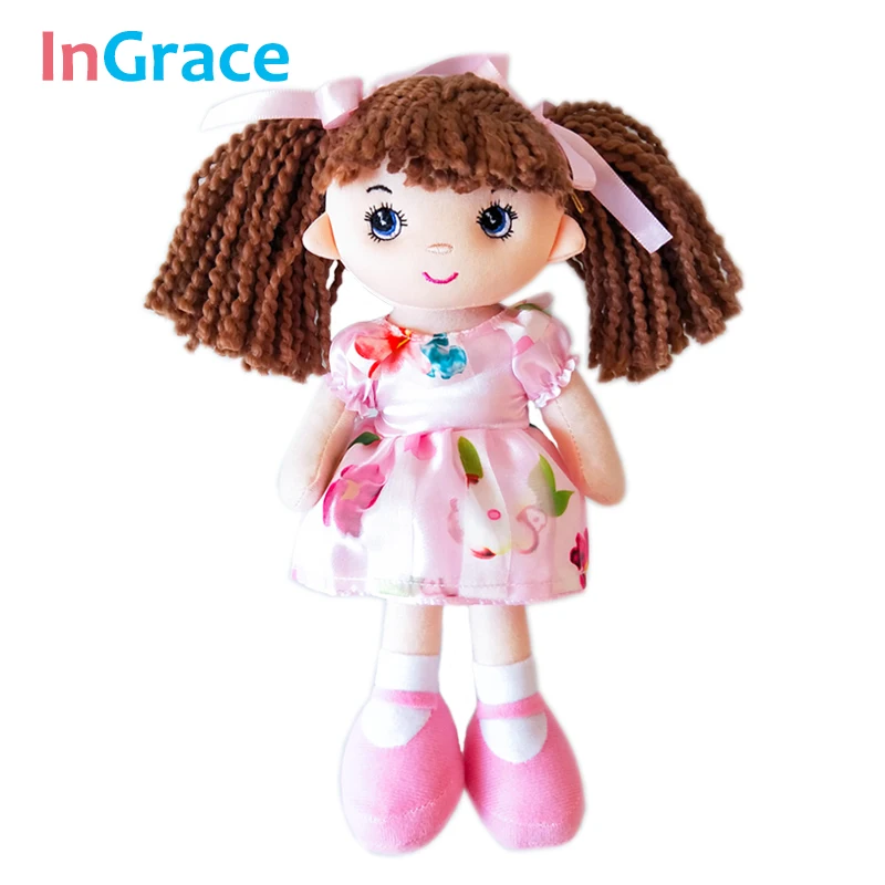 InGrace nova moda dekle, ki je prvi lutka preja rjave lase 25 CM mini lutka za baby dekle z roza cvet obleka darilo igrača Božič dekor