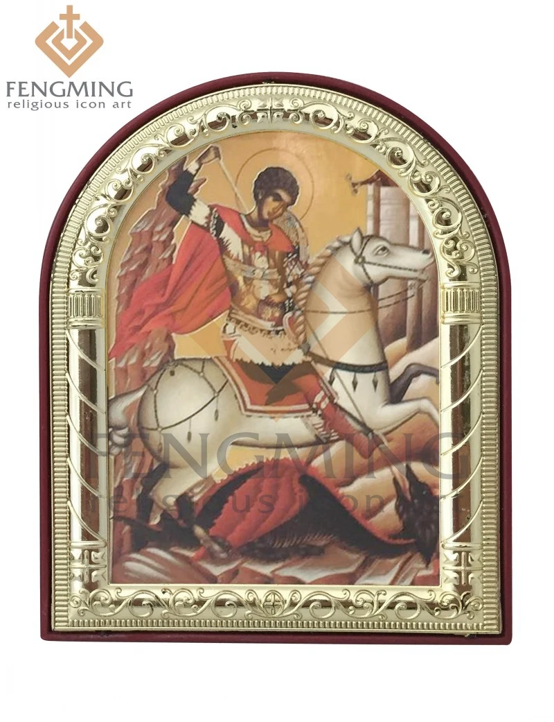 Lahko meri 2016 Čisto slike ročno krščanski verski, katoliški slike saint George grški ikono kovinski okvir, obesek