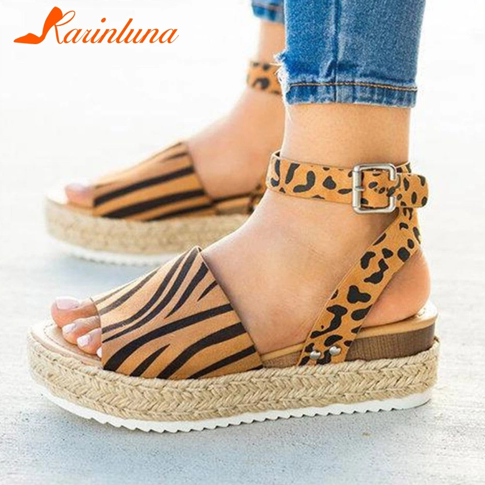 Karinluna moda 2020 Plus velikost 43 klin pete slame platforma za priložnostne poletje ženske čevlje dropship INS VROČE sandali ženske