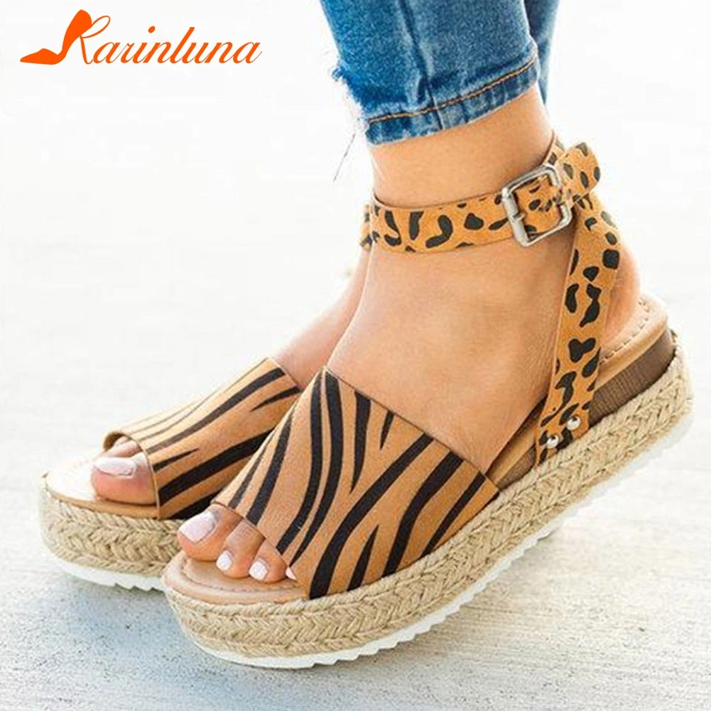 Karinluna moda 2020 Plus velikost 43 klin pete slame platforma za priložnostne poletje ženske čevlje dropship INS VROČE sandali ženske