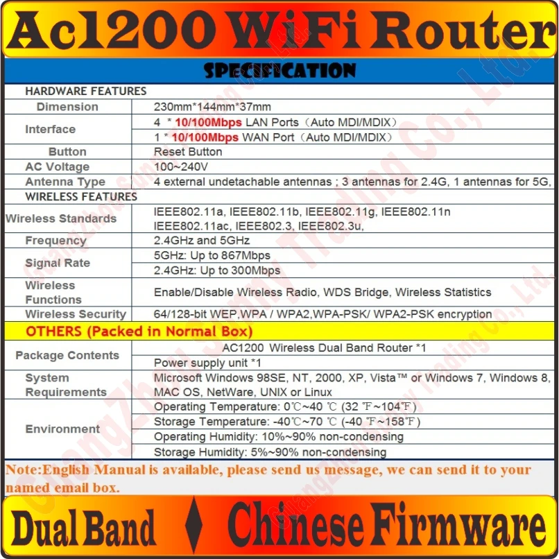 [Kitajski-Firmware] 4 Zunanjo Anteno TP-LINK AC1200 Usmerjevalnik Wireless 802.11 AC 1200Mbps Dual Band Gigabit AC1200 Veliko WiFi