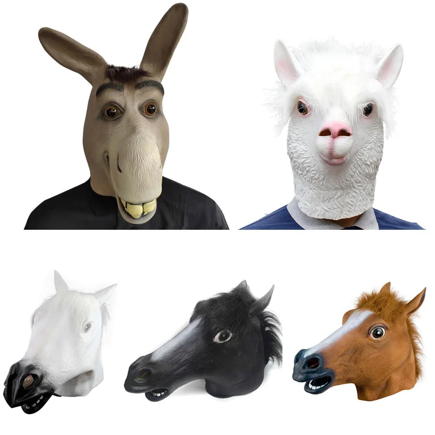 Anime Cosplay Kostum za Odrasle Uspešnosti Konja, Koze, Osel Pokrivala Moških Živalske Maske za noč Čarovnic Fancy Prikrivanje Pustni Party