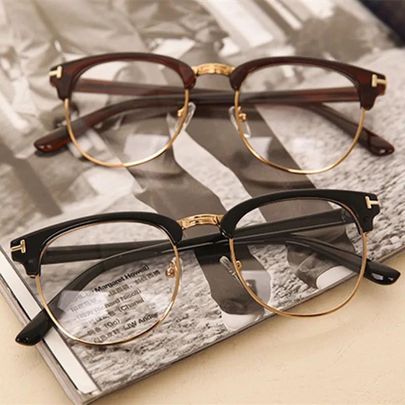 Retro Moda Ženska Moških Branje Očala Kovinski Pol Okvir Očal Okvir UV Zaščito Jasno Objektiv Računalnik Očala Očala