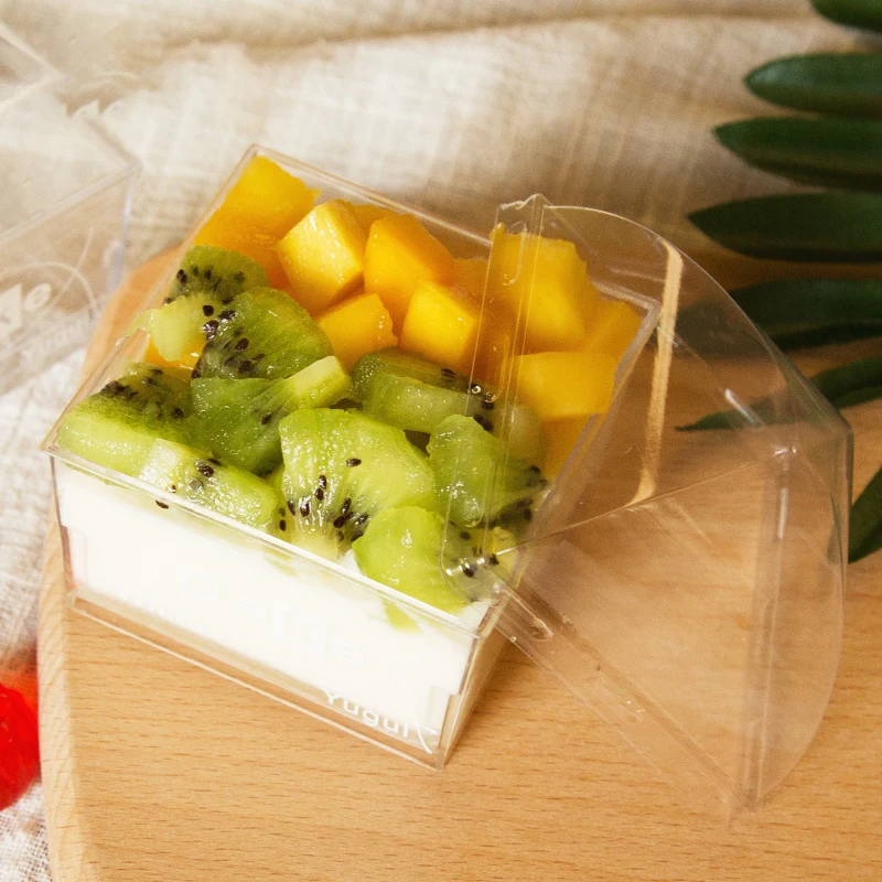 50pcs Rojstni uslug ousse pokal ustvarjalne enkratno uporabo plastičnih mango sladico, sladoled prozorni kvadrat pecivo puding pokal