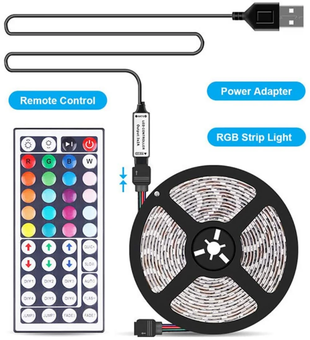 AMill LED Trak Svetlobe USB 5050 SMD DC 5V Prilagodljivo LED Žarnico, Trak Trak RGB 0,5 M 1M 2M 5M 10 M Namizje TV Osvetlitev z Oddaljenim
