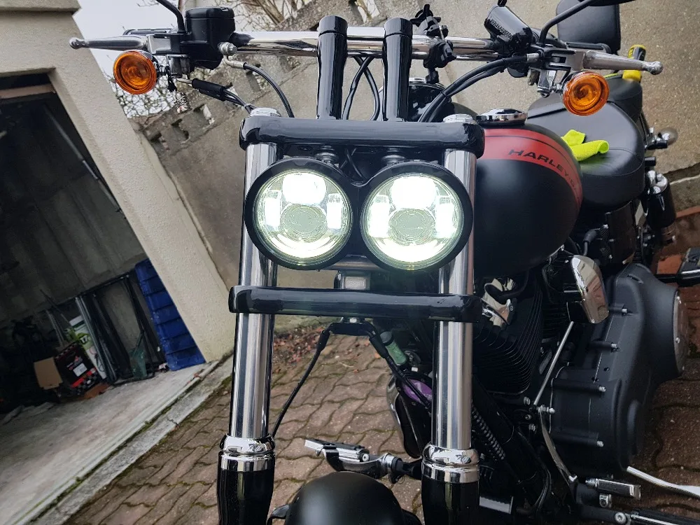 Za Harley Pribor Motocikel Dyna Maščobe Bob Motornih Slog Glava Luči 4.65 palčni H4 visoko Nizko žarka Za FatBob Dvojni Žaromet