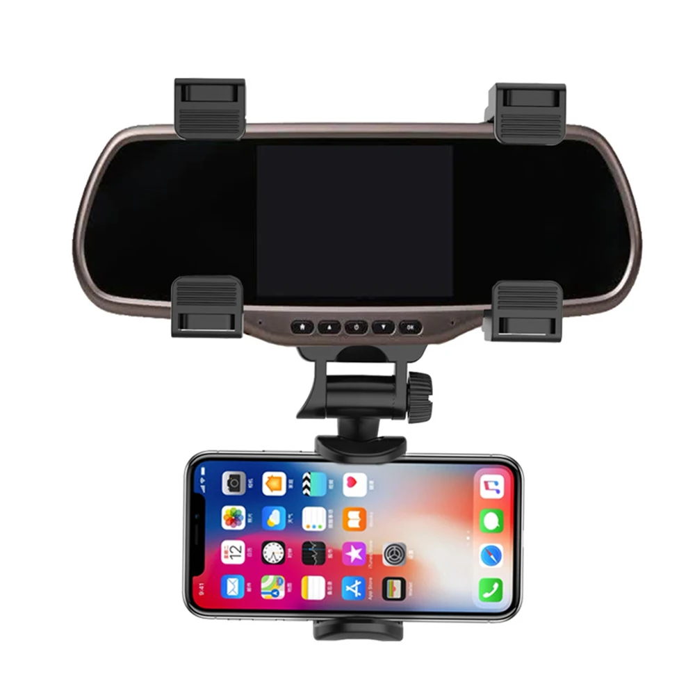 Univerzalni Avto nosilec za telefon, rearview mirror Gori nameščen 360-stopinjski univerzalno Za iPhone, Samsung GPS Pametni Stojalo