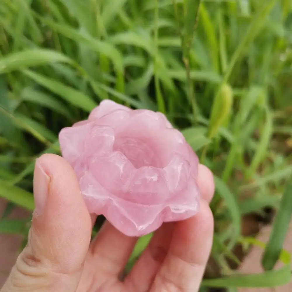Naravni Rose quartz crystal lotosov Cvet, Zelena Aventurine lotus listov