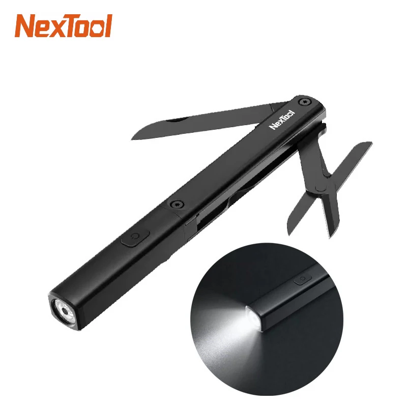 NEXTOOL 3-v-1 Pero Svetilka Mini Taktično EOS 2 Načini Tip-C Polnjenje LED Svetilka z Folding Nož, Škarje za