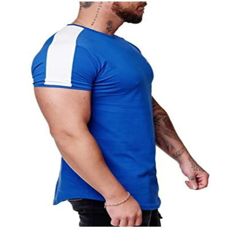 2020 nov poletni modni moški športni kratki rokavi T-shirt barva slim fit fitnes tshirt priložnostne majice