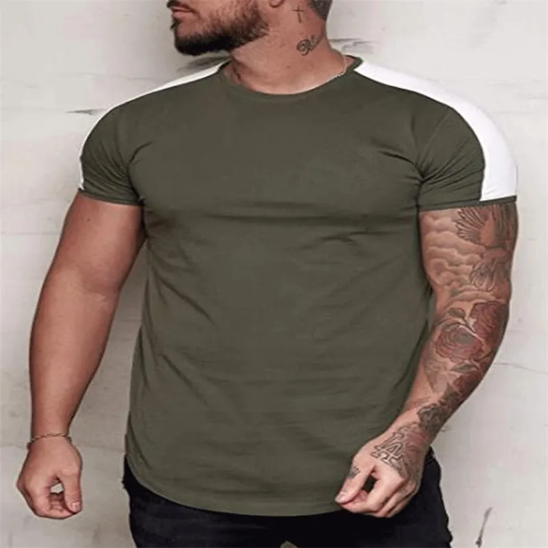 2020 nov poletni modni moški športni kratki rokavi T-shirt barva slim fit fitnes tshirt priložnostne majice