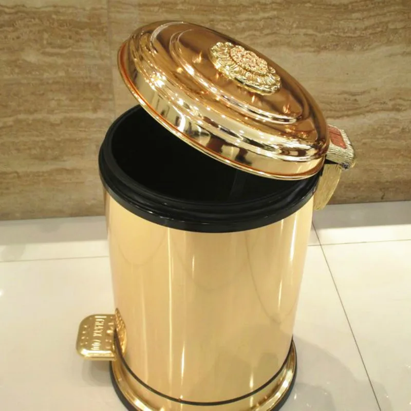 Zlati pedal za smeti kovinski lahko prestižni hotel villa kuhinja, dnevna soba, kopalnica, pokrita smeti shranjevanje vedro ZP5161020
