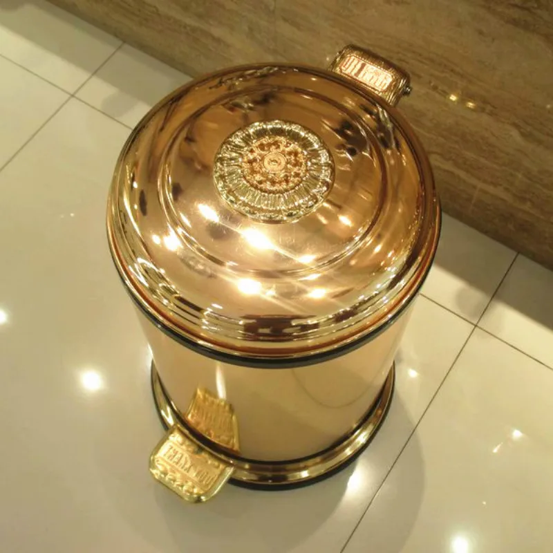Zlati pedal za smeti kovinski lahko prestižni hotel villa kuhinja, dnevna soba, kopalnica, pokrita smeti shranjevanje vedro ZP5161020