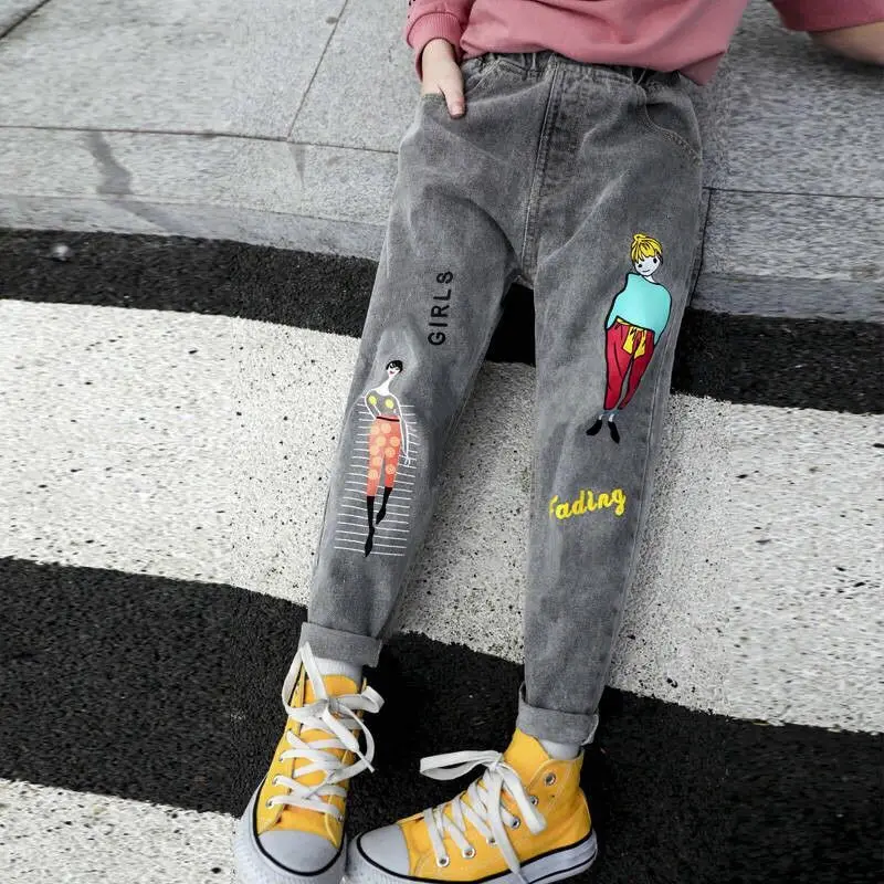 Moda Pomlad Zima Priložnostne Dekleta Jeans Bombaž Otrok Žamet Bombaž Hlače Jeseni Otroci Oblačila Toplo vezene Hlače