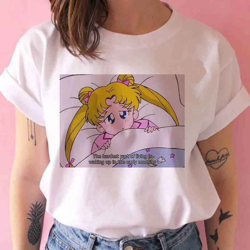 Sailor moon t shirt japonskih žensk, harajuku risanka tshirt estetske kawaii ulzzang 90. t-shirt ženski zgornji deli oblačil tee kratek rokav