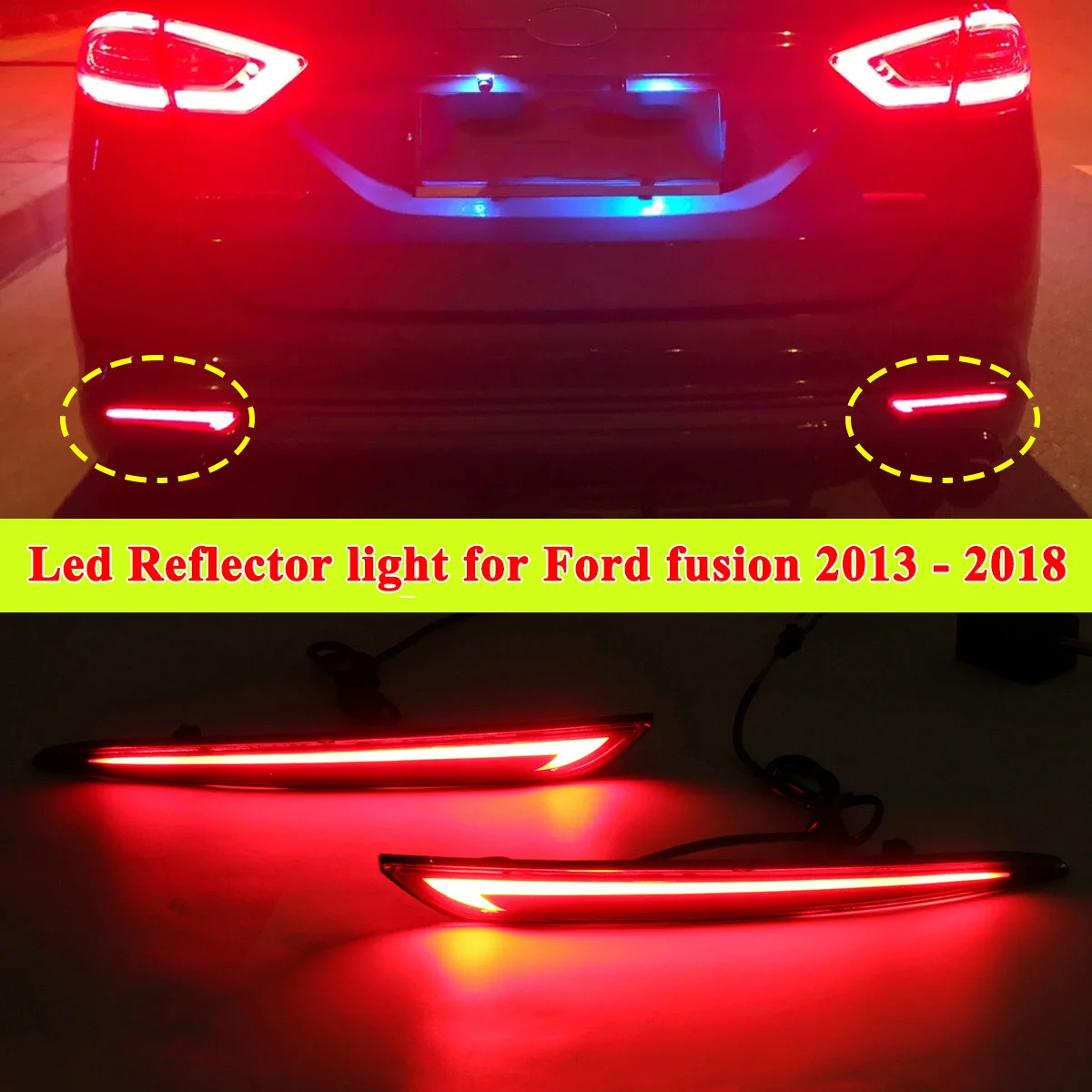 Par LED Zadnji Odsevnik 3 Funkcija DRL Zavore Vključite opozorilne Luči Za Ford Mondeo Fusion 2013 2016 2017 2018 Avto Žarnice