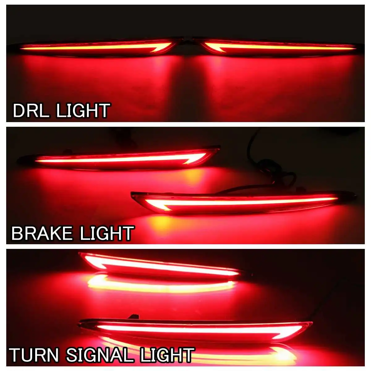 Par LED Zadnji Odsevnik 3 Funkcija DRL Zavore Vključite opozorilne Luči Za Ford Mondeo Fusion 2013 2016 2017 2018 Avto Žarnice